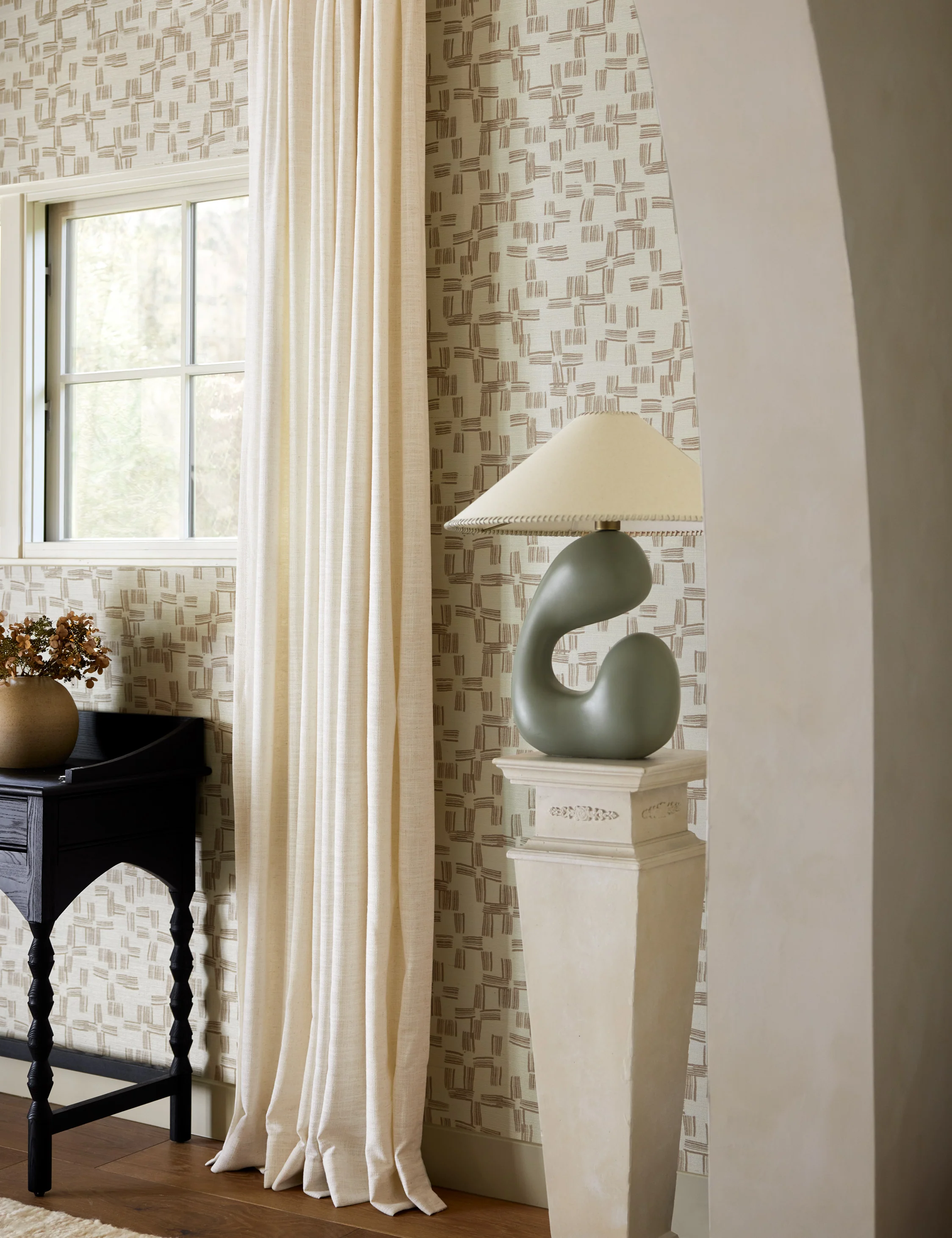 Crossmarks Grasscloth Wallpaper by Élan Byrd