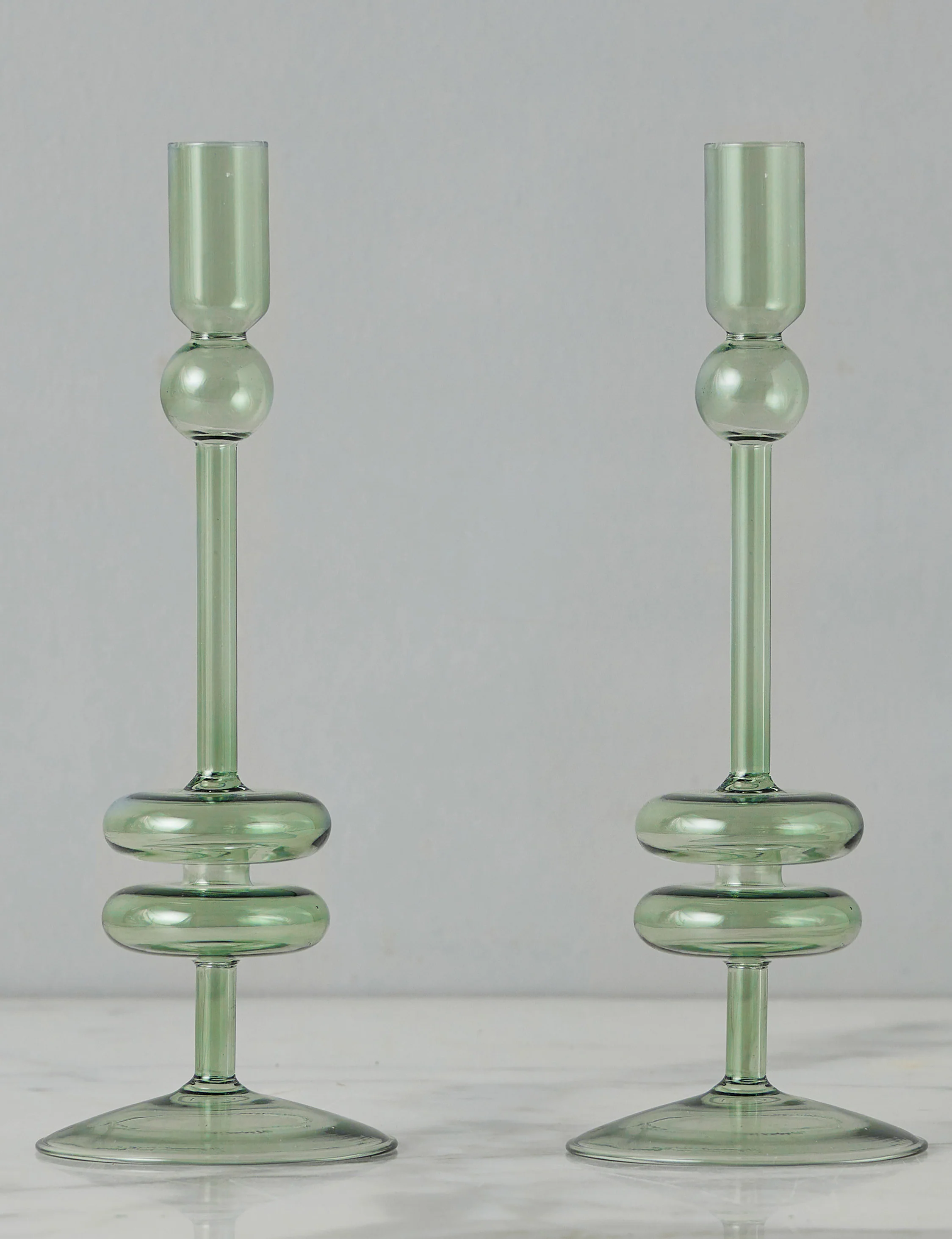 Glass Candlestick Pair (Set of 2) by etúHOME 12 Glass Candlestick Pair (Set of 2) by etúHOME