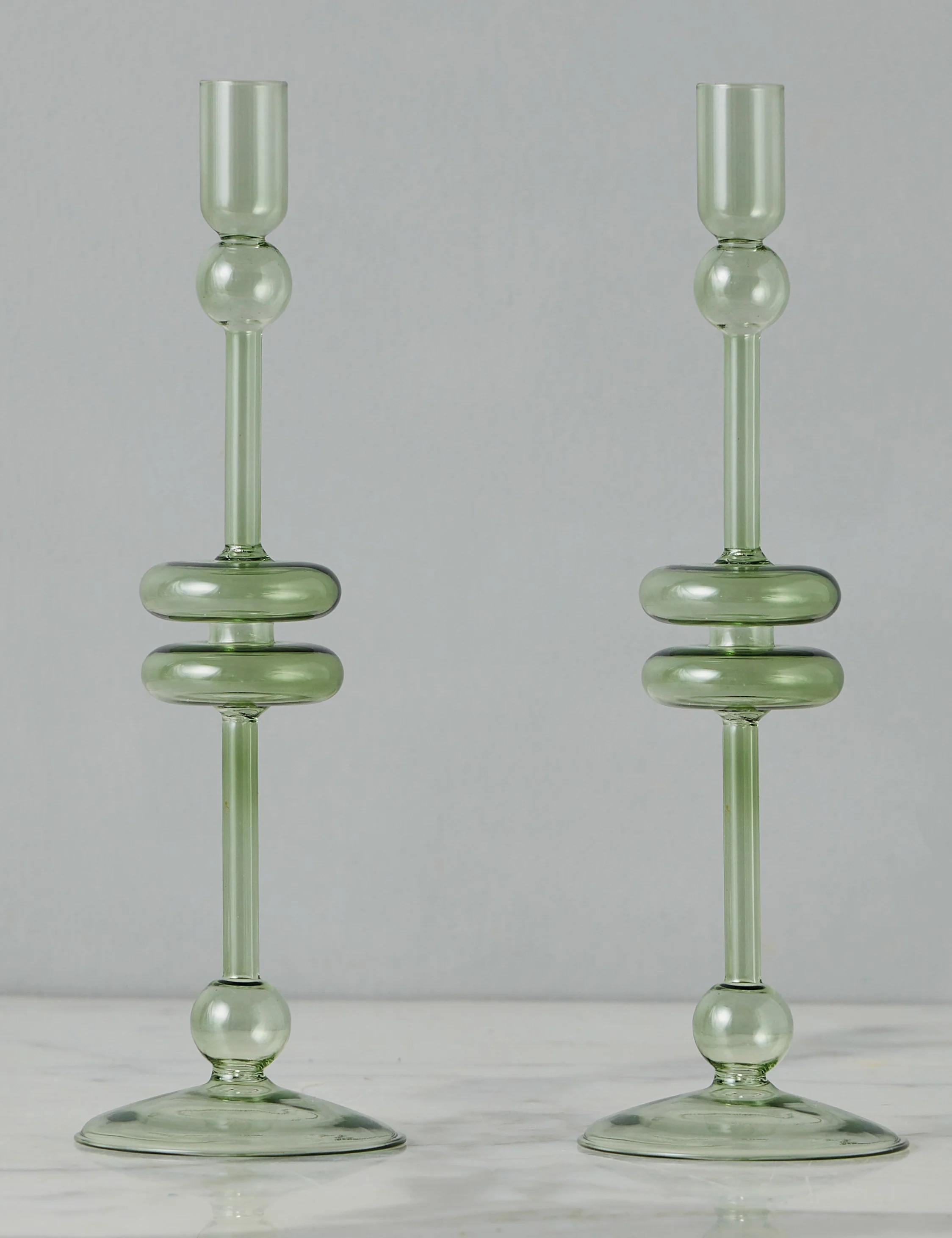 Glass Candlestick Pair (Set of 2) by etúHOME 14 Glass Candlestick Pair (Set of 2) by etúHOME