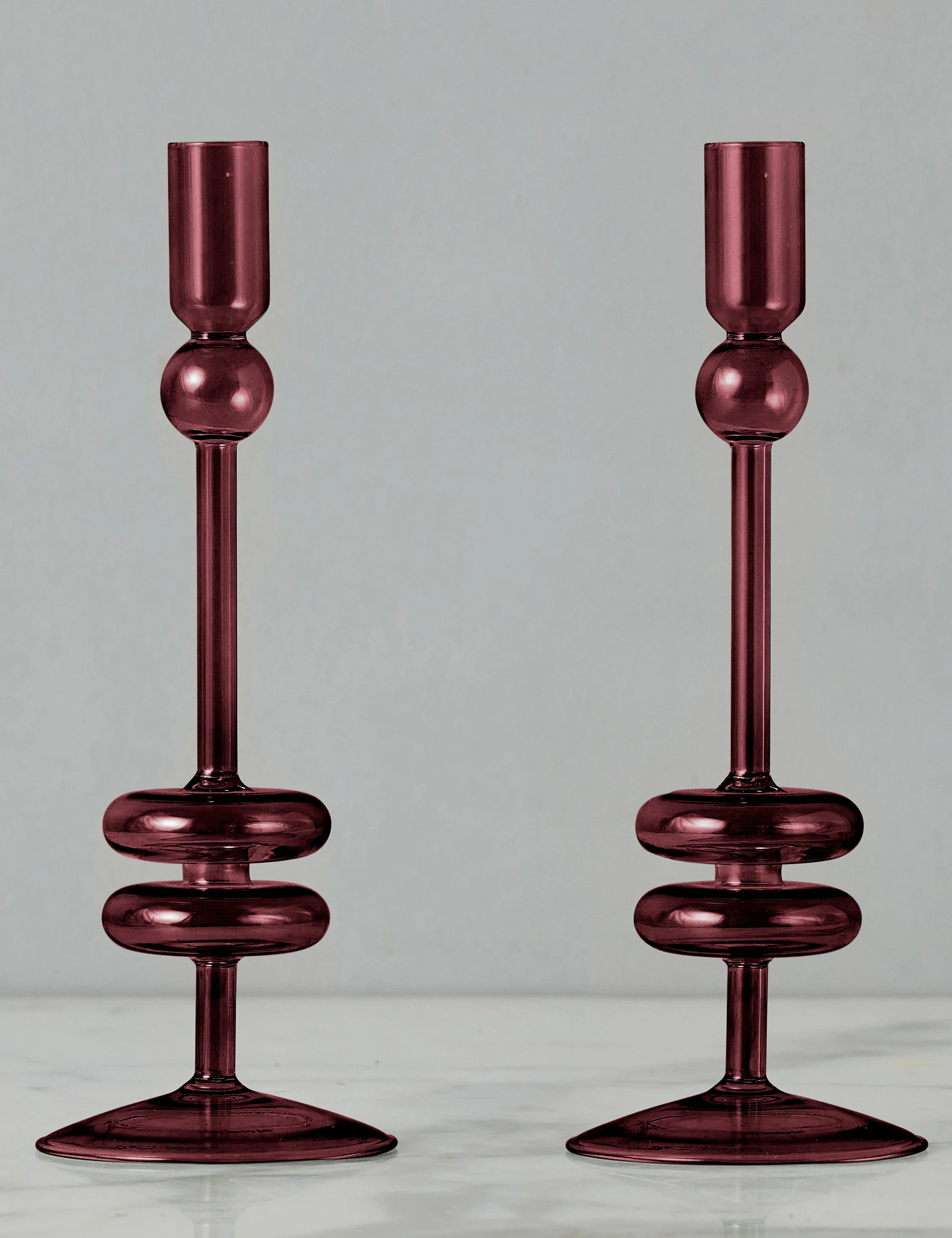 Glass Candlestick Pair (Set of 2) by etúHOME 26 Glass Candlestick Pair (Set of 2) by etúHOME