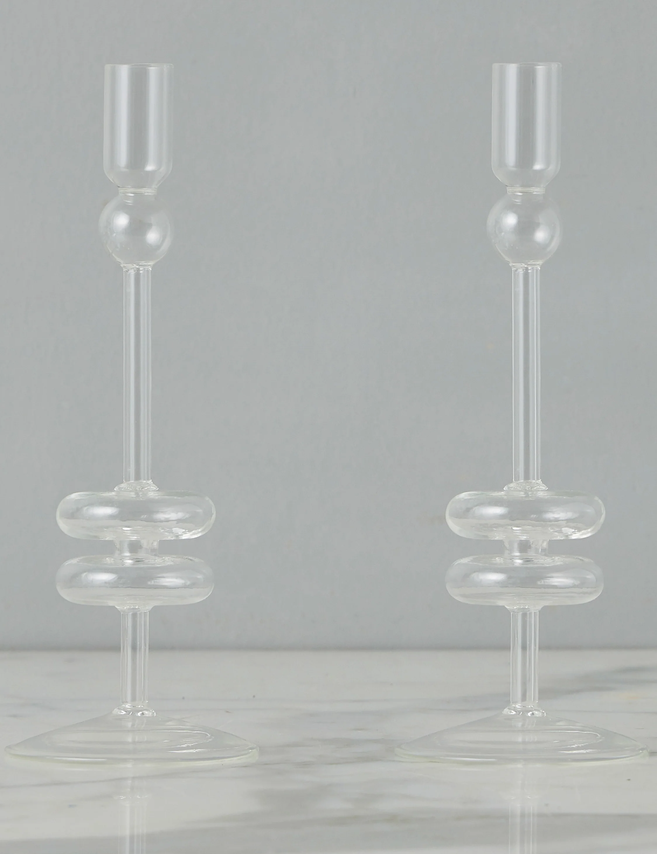 Glass Candlestick Pair (Set of 2) by etúHOME 4 Glass Candlestick Pair (Set of 2) by etúHOME