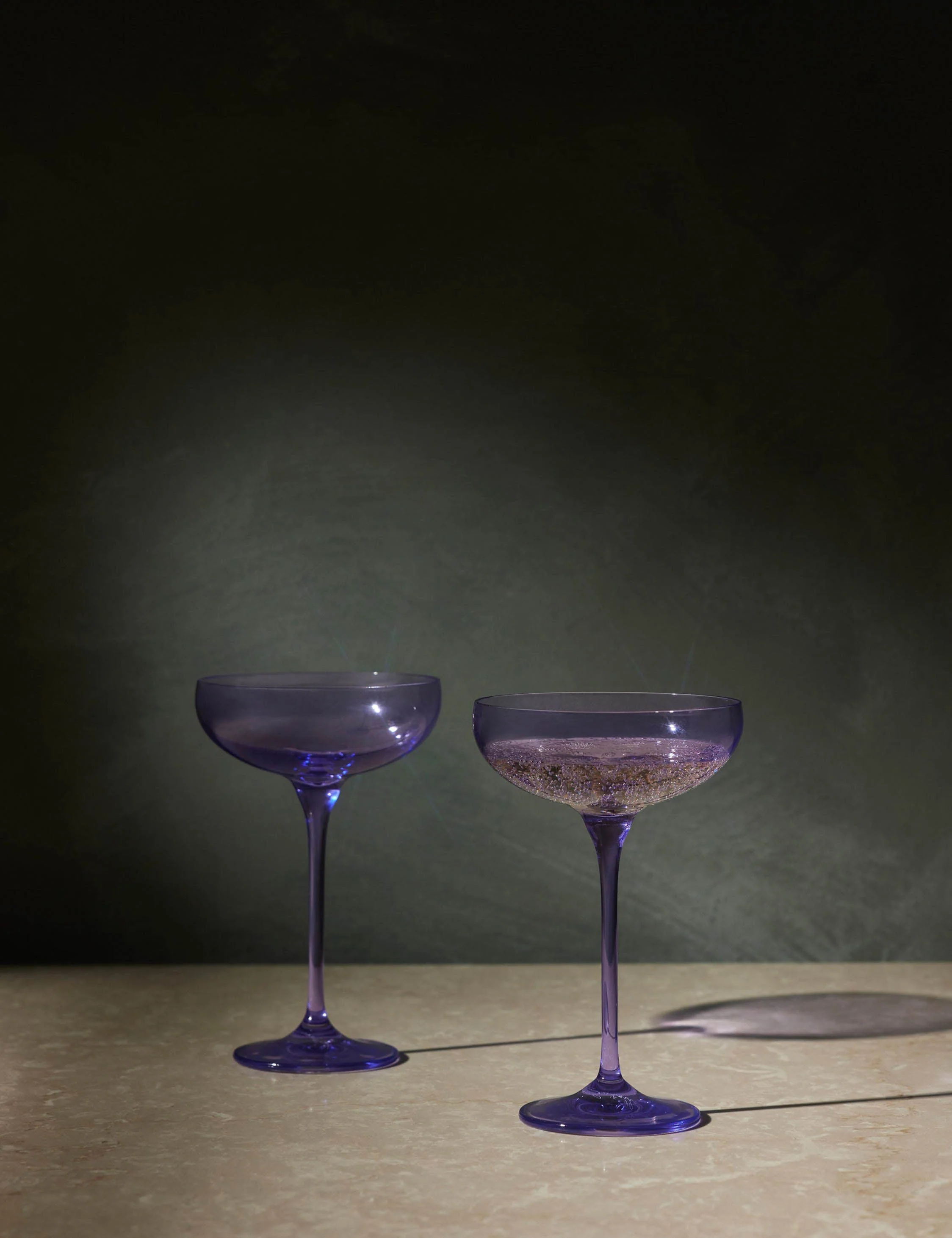 Champagne Coupes (Set of 2) by Estelle Colored Glass