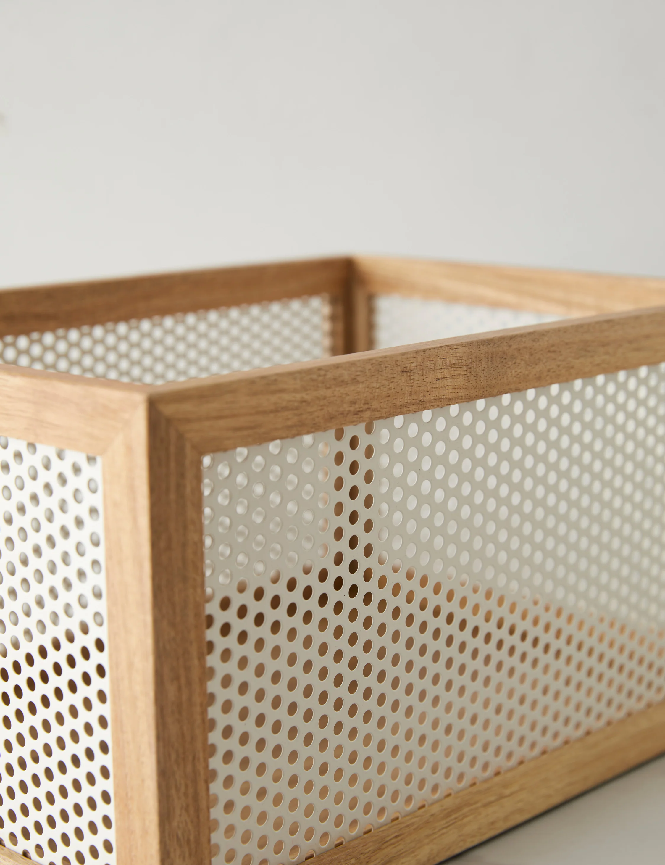 Perforated Acacia Basket by NEAT Method