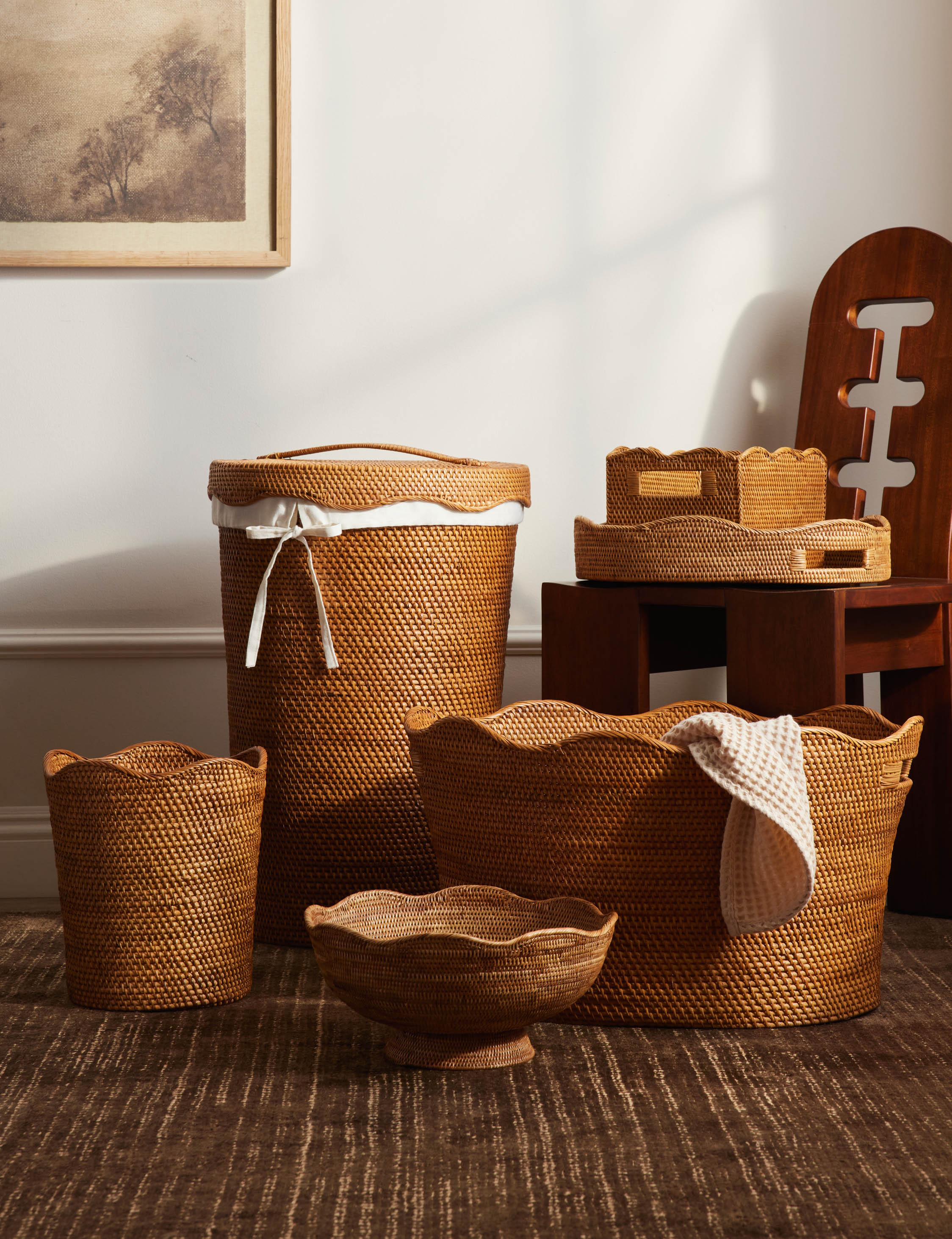 Tyna Rattan Lidded Hamper