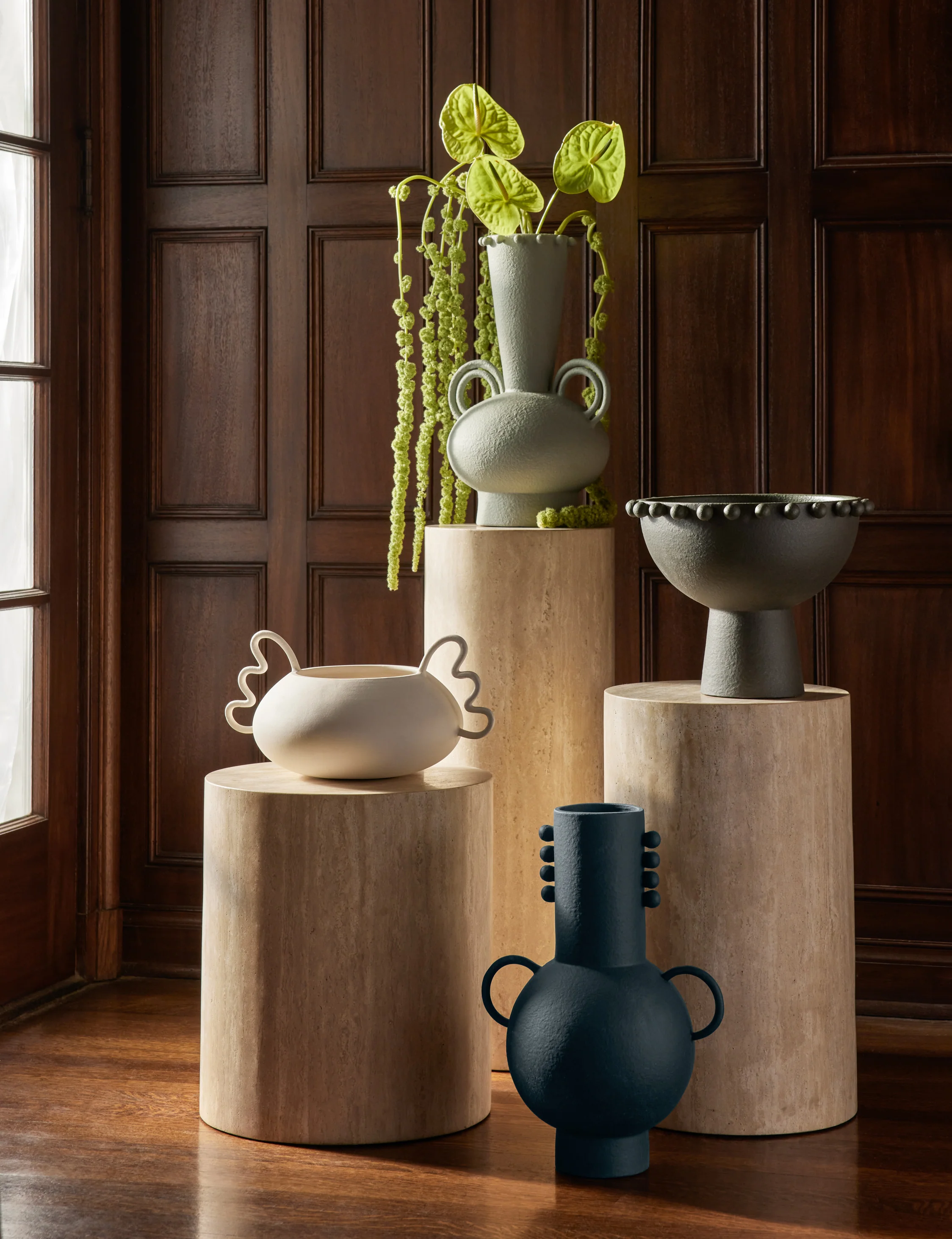 Mars Travertine Round Side Table